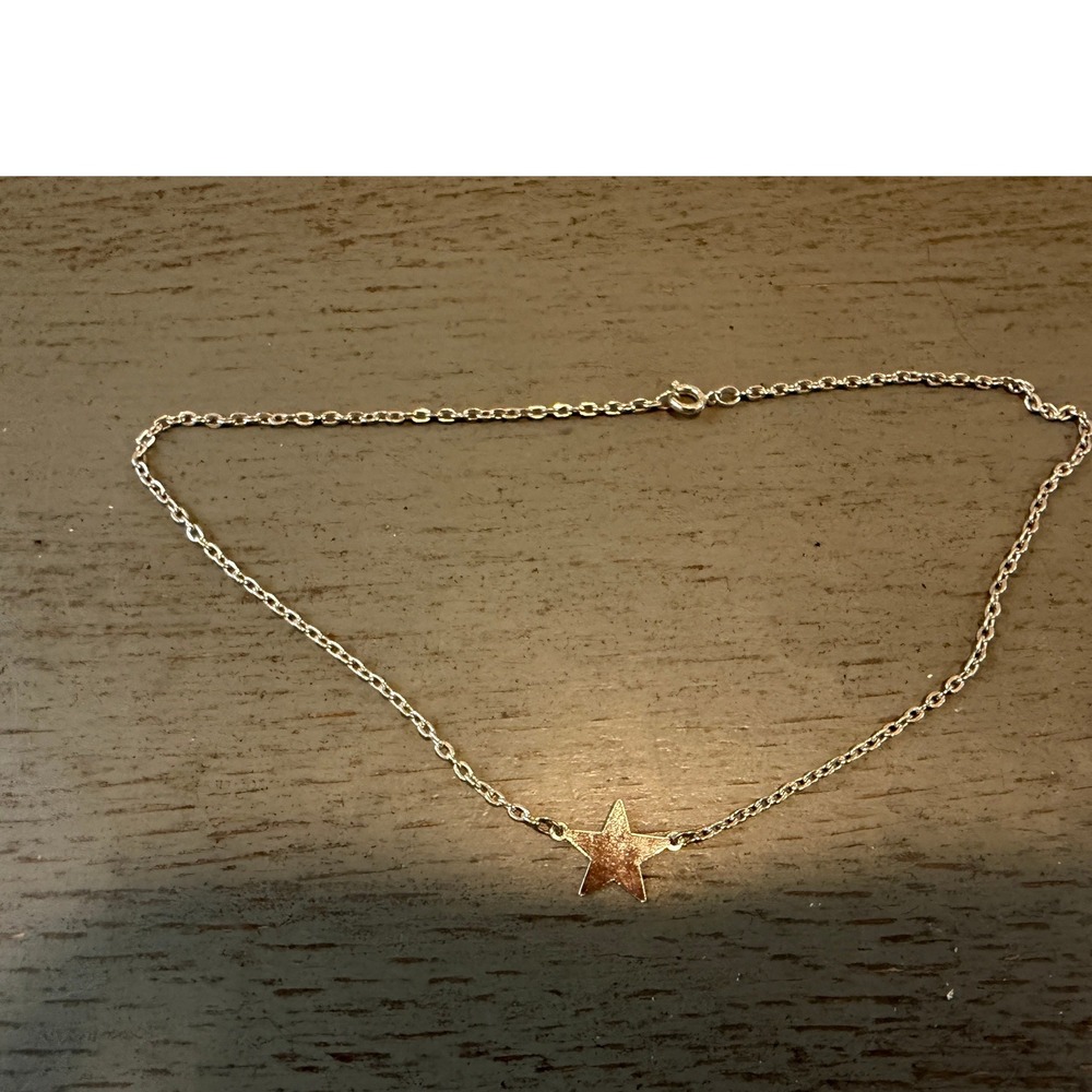 Silver Tone Star Pendant Necklace Dainty Celestial Cable Chain 16 Inch